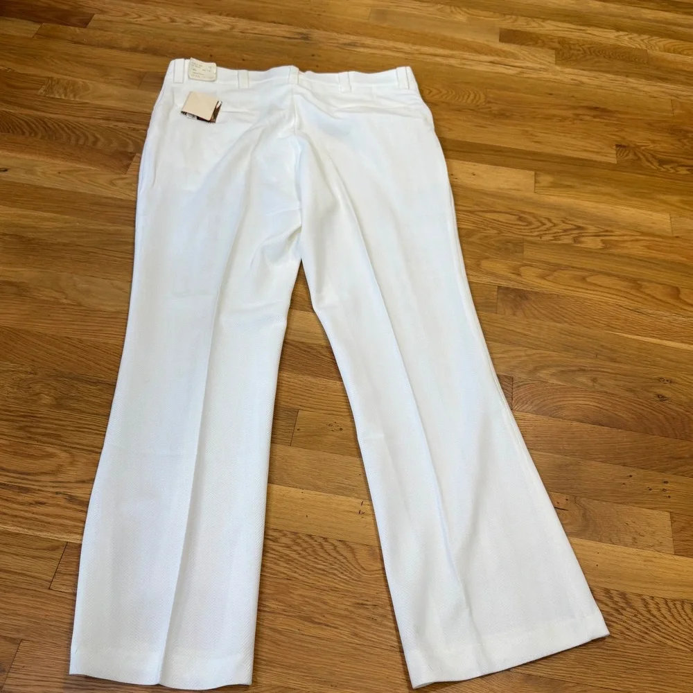 Vintage 70s Montgomery Ward Double Knit Pants Mens 40x31 White NOS Deadstock